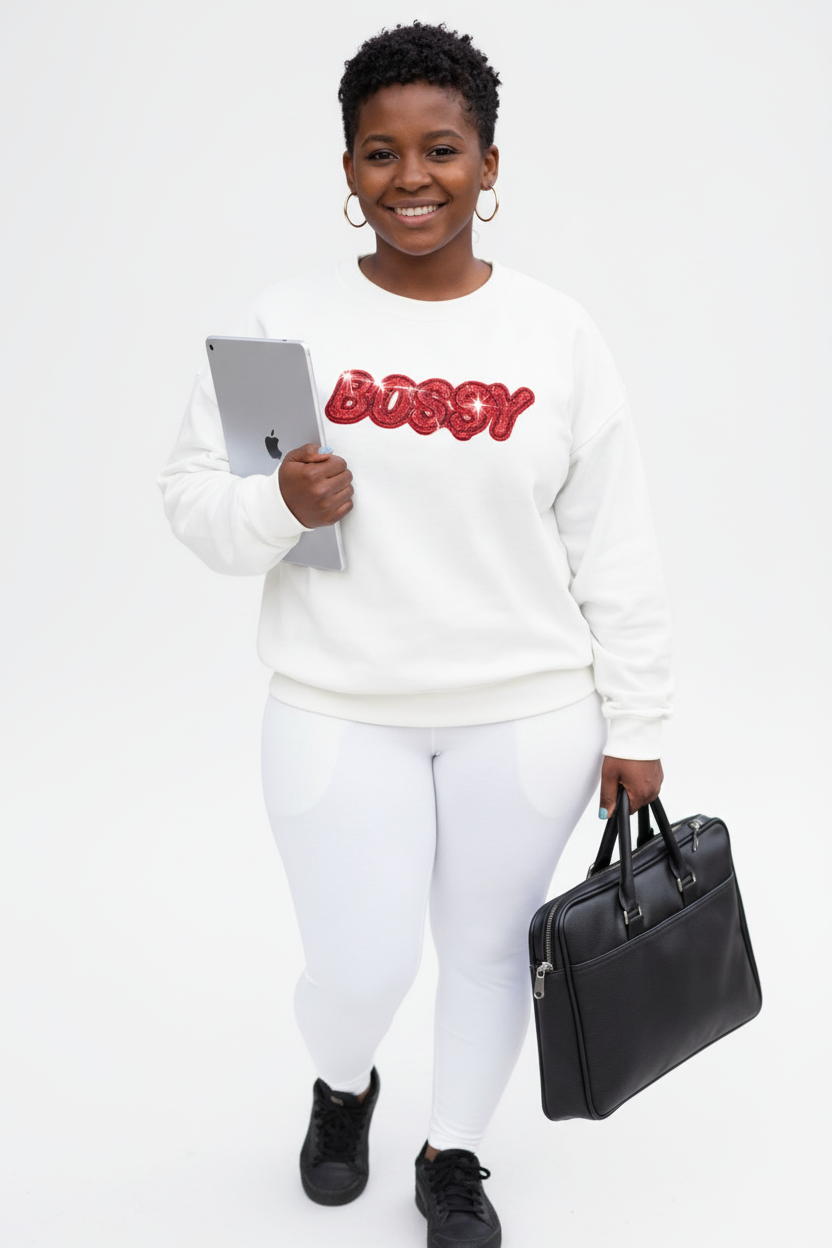 White BOSSY Sweatshirt with Sparkle